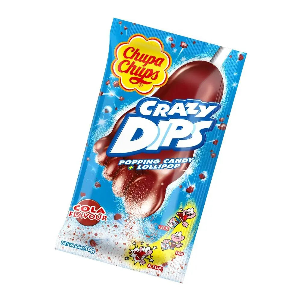 Chupa Chups Crazy Dips Cola Geschmack & Popping Candy 14g x 24