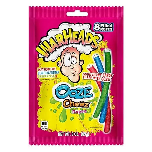 Warheads Ooze Chewz Ropes 12 x 85g Warheads